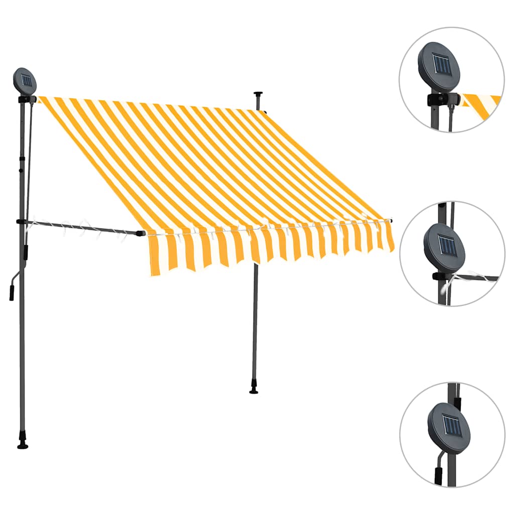 Tenda na ručno uvlačenje LED 150 cm bijelo-narančasta