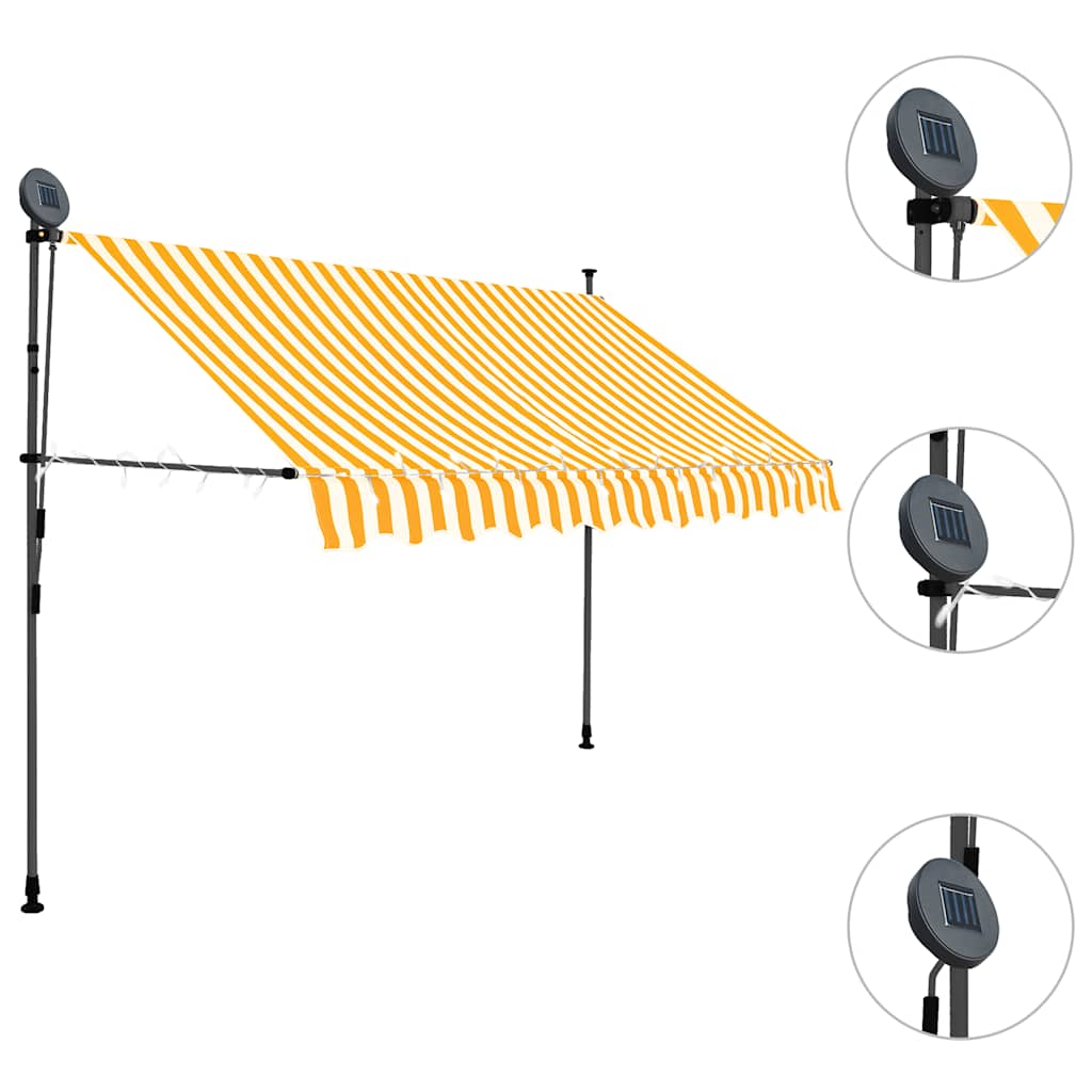 Tenda na ručno uvlačenje LED 300 cm bijelo-narančasta