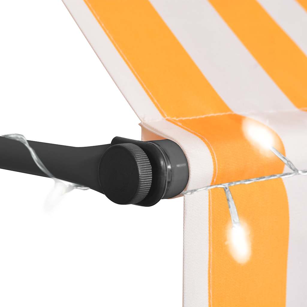 Tenda na ručno uvlačenje LED 400 cm bijelo-narančasta