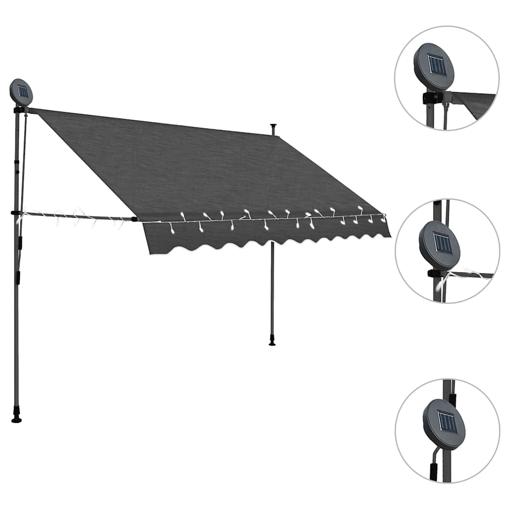Tenda na ručno uvlačenje s LED svjetlima 250 cm antracit