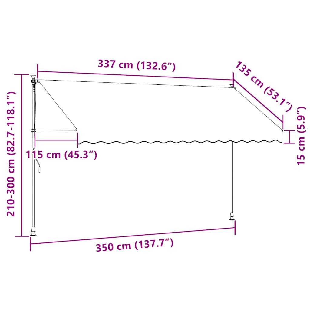 Tenda na ručno uvlačenje s LED svjetlima 350 cm antracit