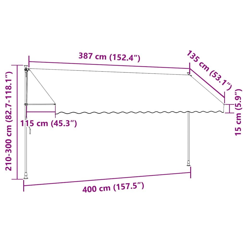 Tenda na ručno uvlačenje s LED svjetlima 400 cm antracit