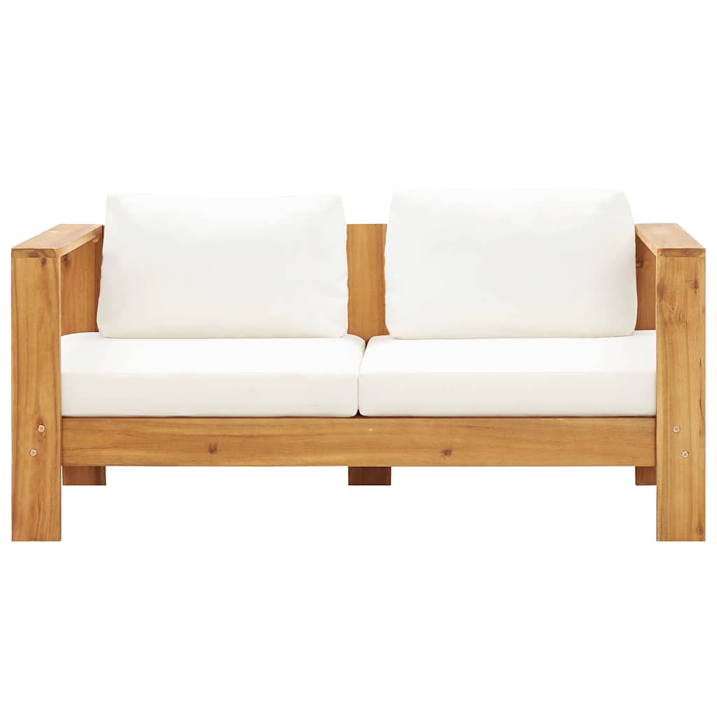 Vrtna sofa s jastukom 140 cm masivno bagremovo drvo krem bijela