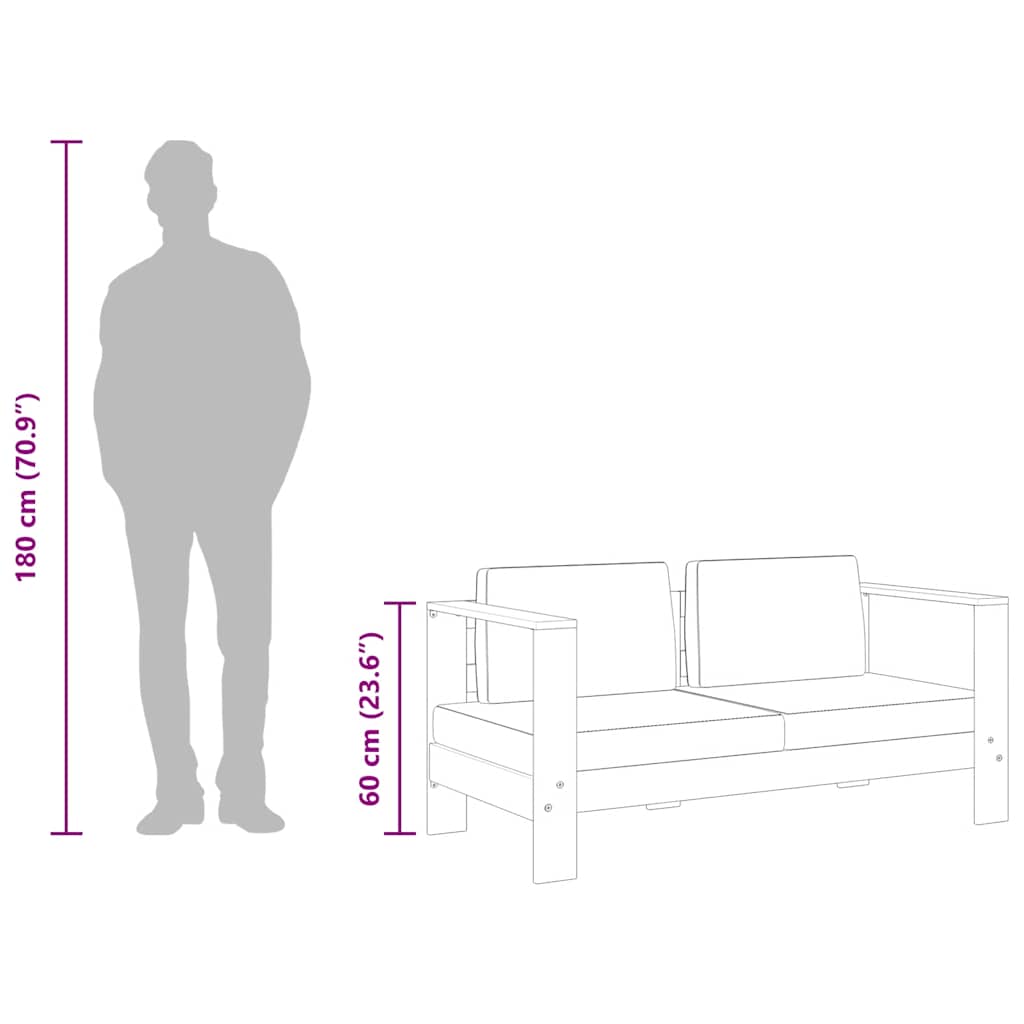 Vrtna sofa s jastukom 140 cm masivno bagremovo drvo krem bijela