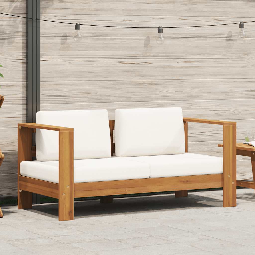 Vrtna sofa s jastukom 140 cm masivno bagremovo drvo krem bijela