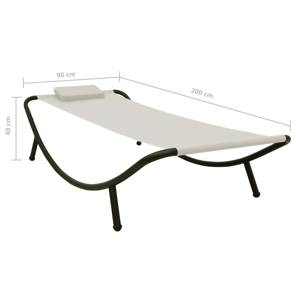Vrtni ležaj krem 200 x 90 cm čelični