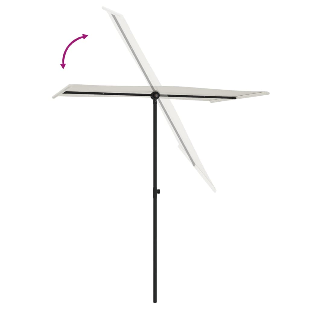 Vrtni suncobran s aluminijskim stupom 180x110 cm pijesak bijeli