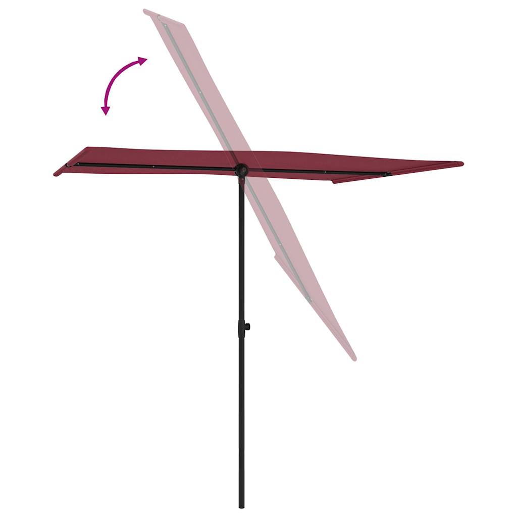 Vrtni suncobran s aluminijskim stupom 2 x 1,5 m bordo