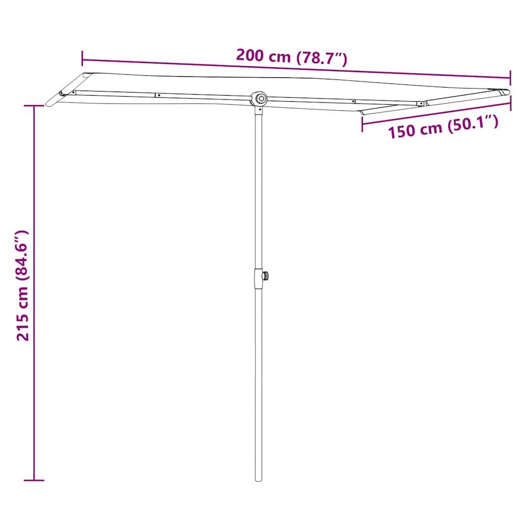 Vrtni suncobran s aluminijskim stupom 2 x 1,5 m crni
