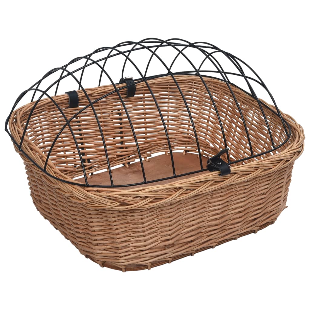 Prednja košara za bicikl s poklopcem 50x45x35 cm prirodna vrba
