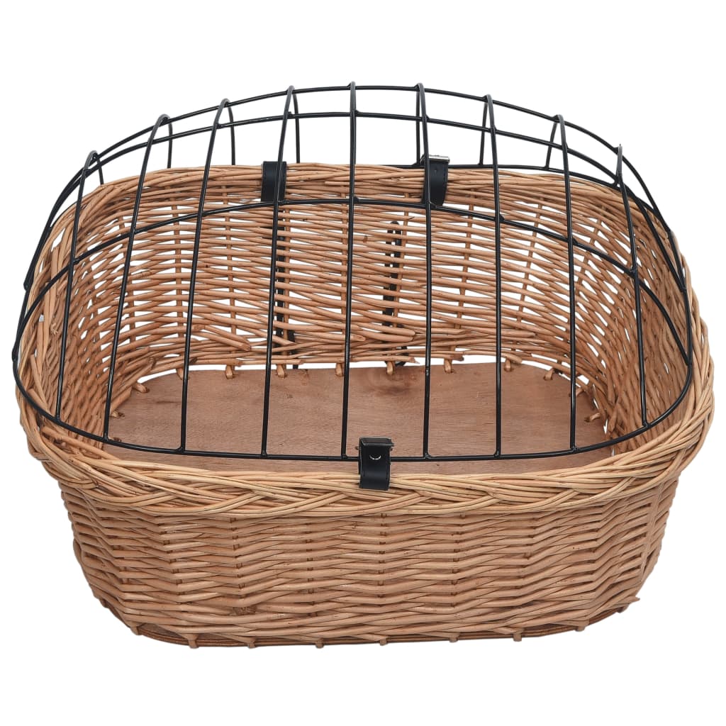 Prednja košara za bicikl s poklopcem 50x45x35 cm prirodna vrba
