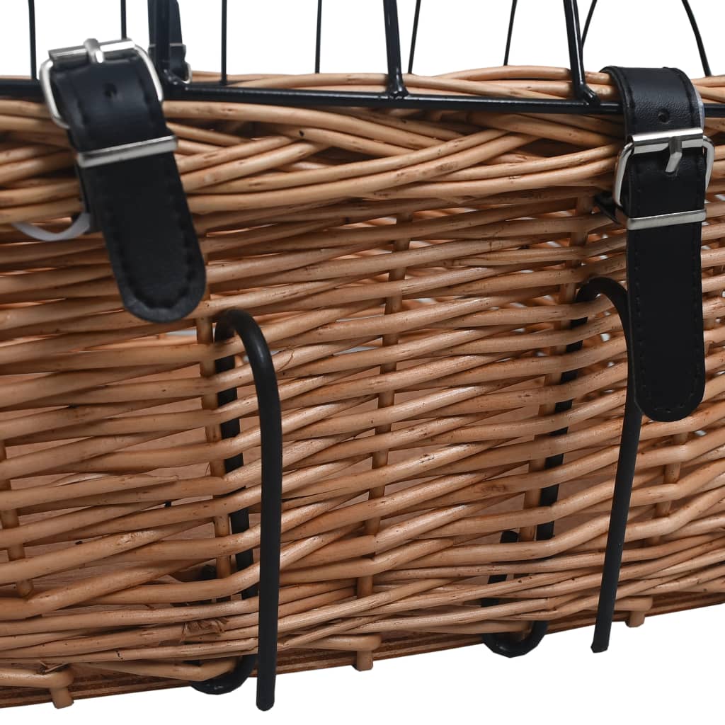 Prednja košara za bicikl s poklopcem 50x45x35 cm prirodna vrba