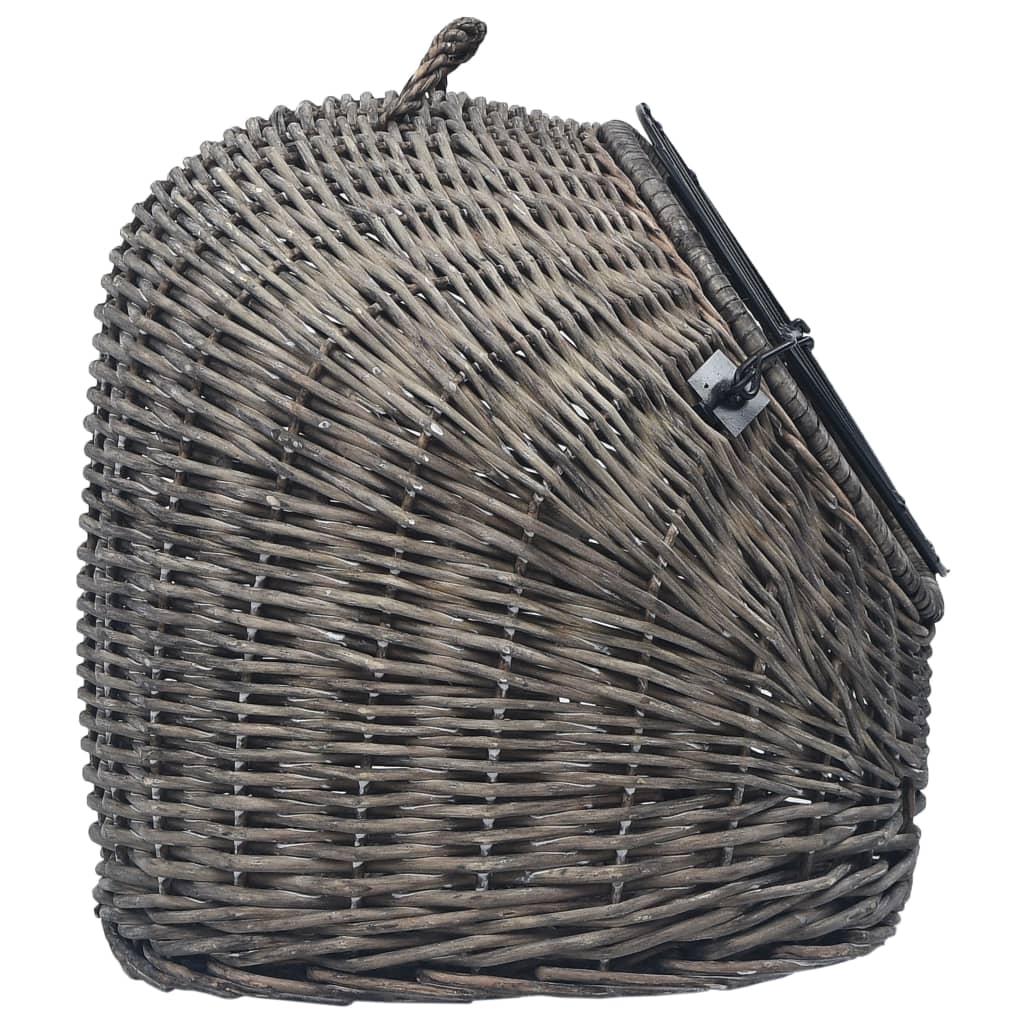 Transporter za mačke sivi 45 x 35 x 35 cm od prirodne vrbe