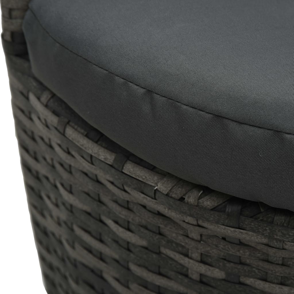3-dijelni bistro set od poliratana s jastucima sivi