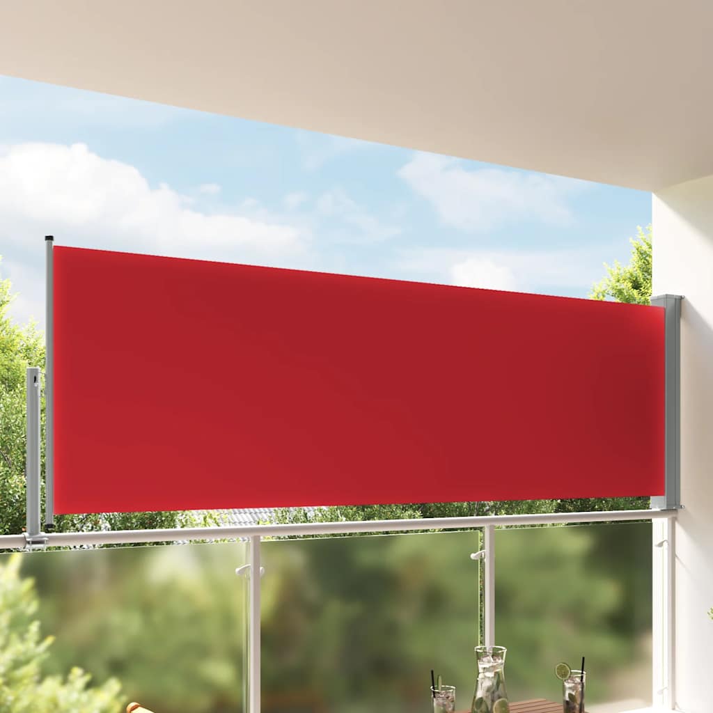 Uvlačiva bočna tenda za terasu 120 x 300 cm crvena
