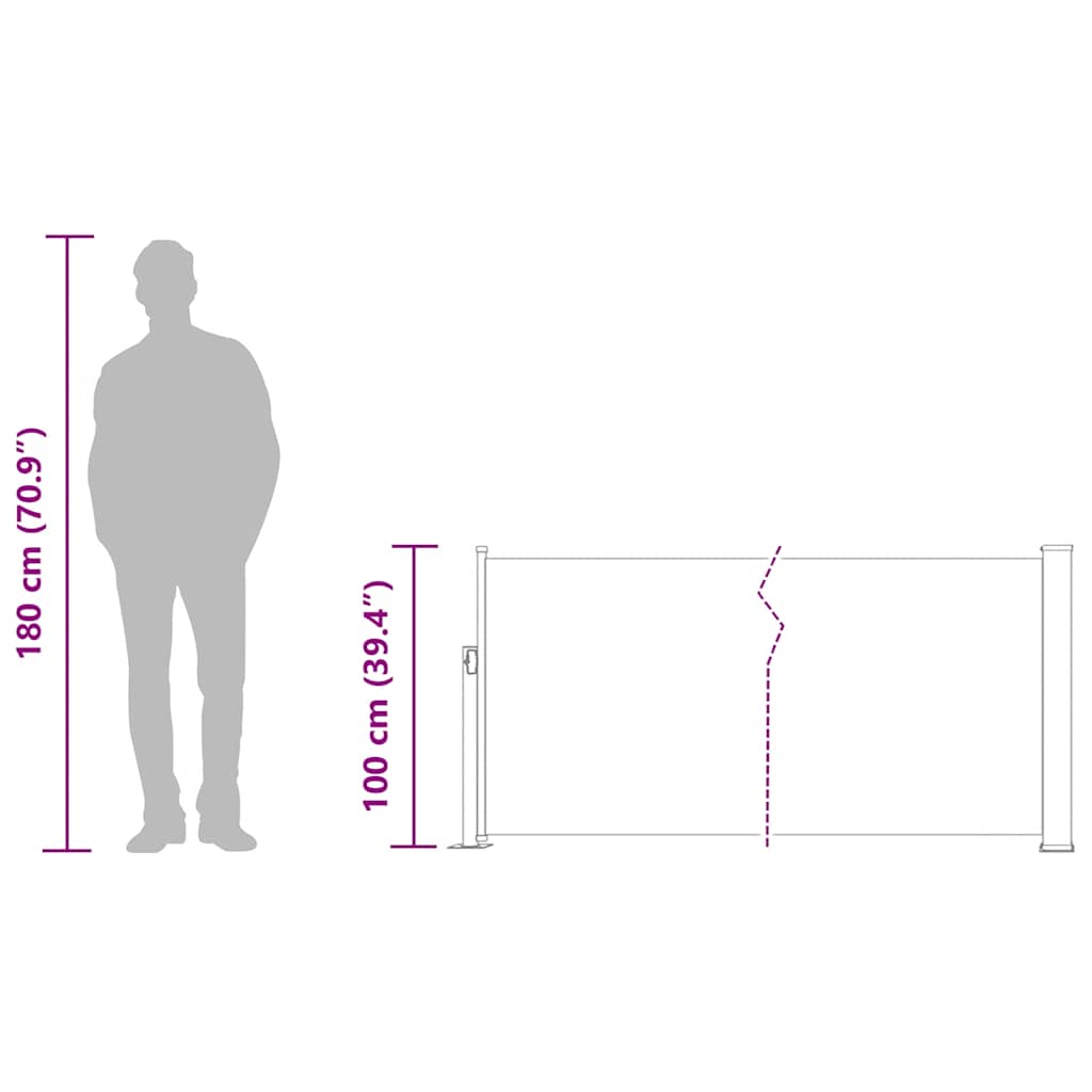 Uvlačiva bočna tenda za terasu 100 x 500 cm crna