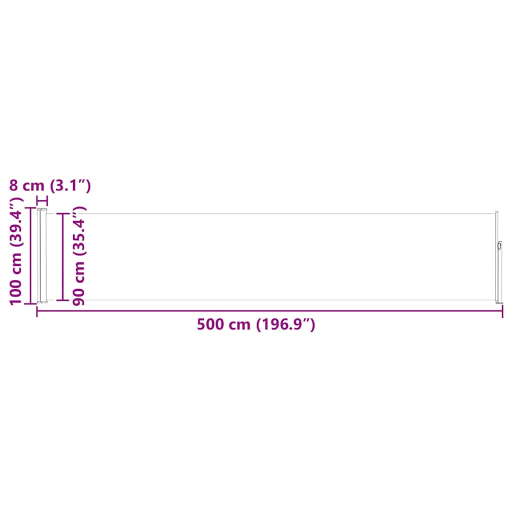 Uvlačiva bočna tenda za terasu 100 x 500 cm krem