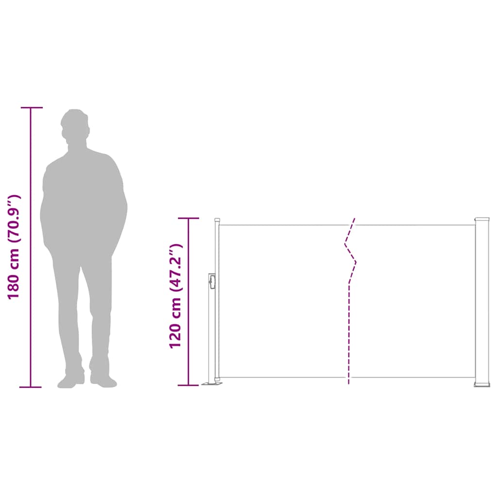 Uvlačiva bočna tenda za terasu 120 x 500 cm crna