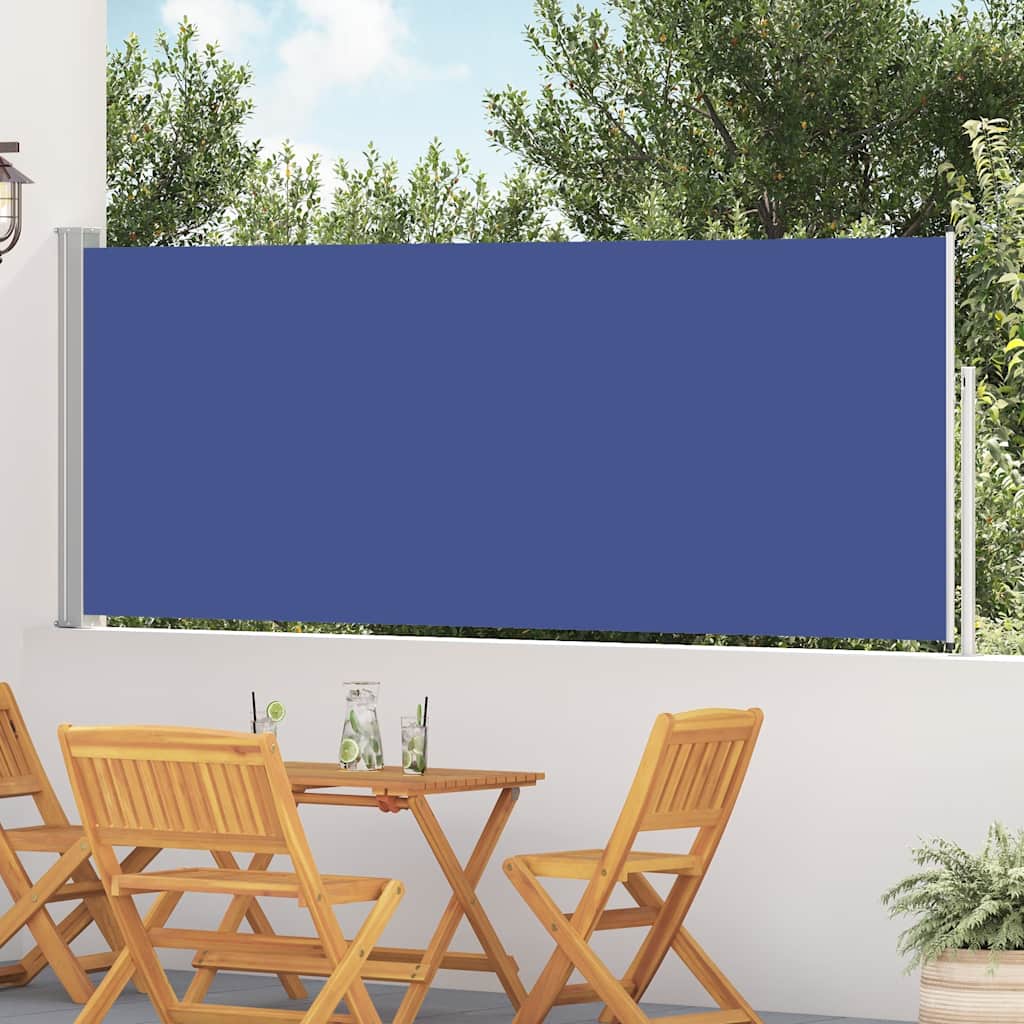 Uvlačiva bočna tenda za terasu 120 x 500 cm plava