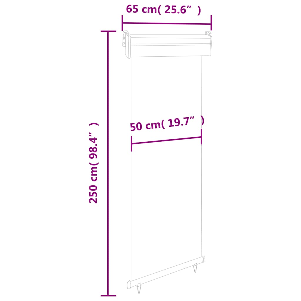 Balkonska bočna tenda 65 x 250 cm smeđa