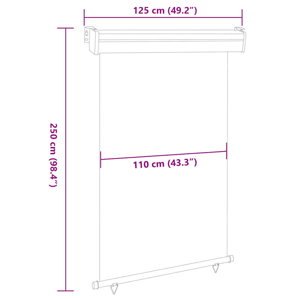 Balkonska bočna tenda 125 x 250 cm plava