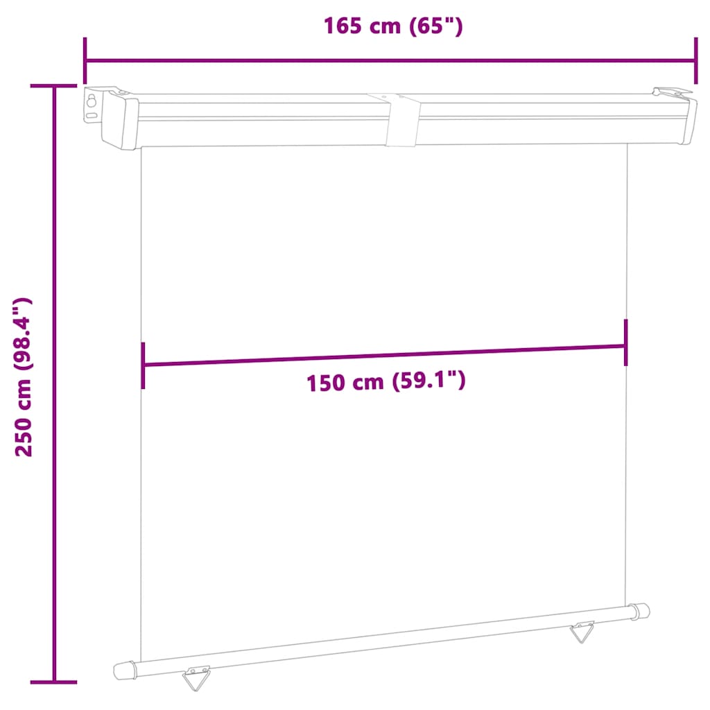 Balkonska bočna tenda 165 x 250 cm siva