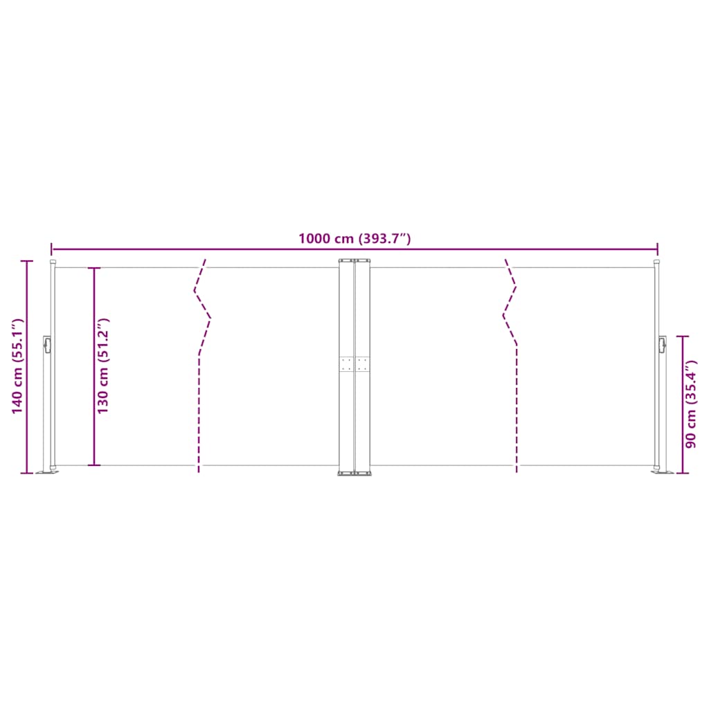 Uvlačiva bočna tenda 140 x 1000 cm plava