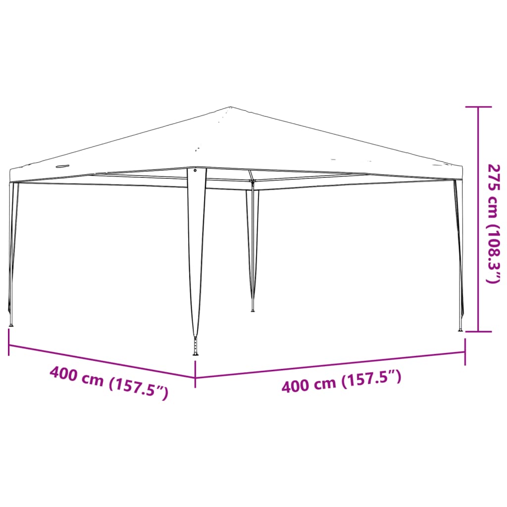 Profesionalni šator za zabave 4 x 4 m antracit 90 g/m²