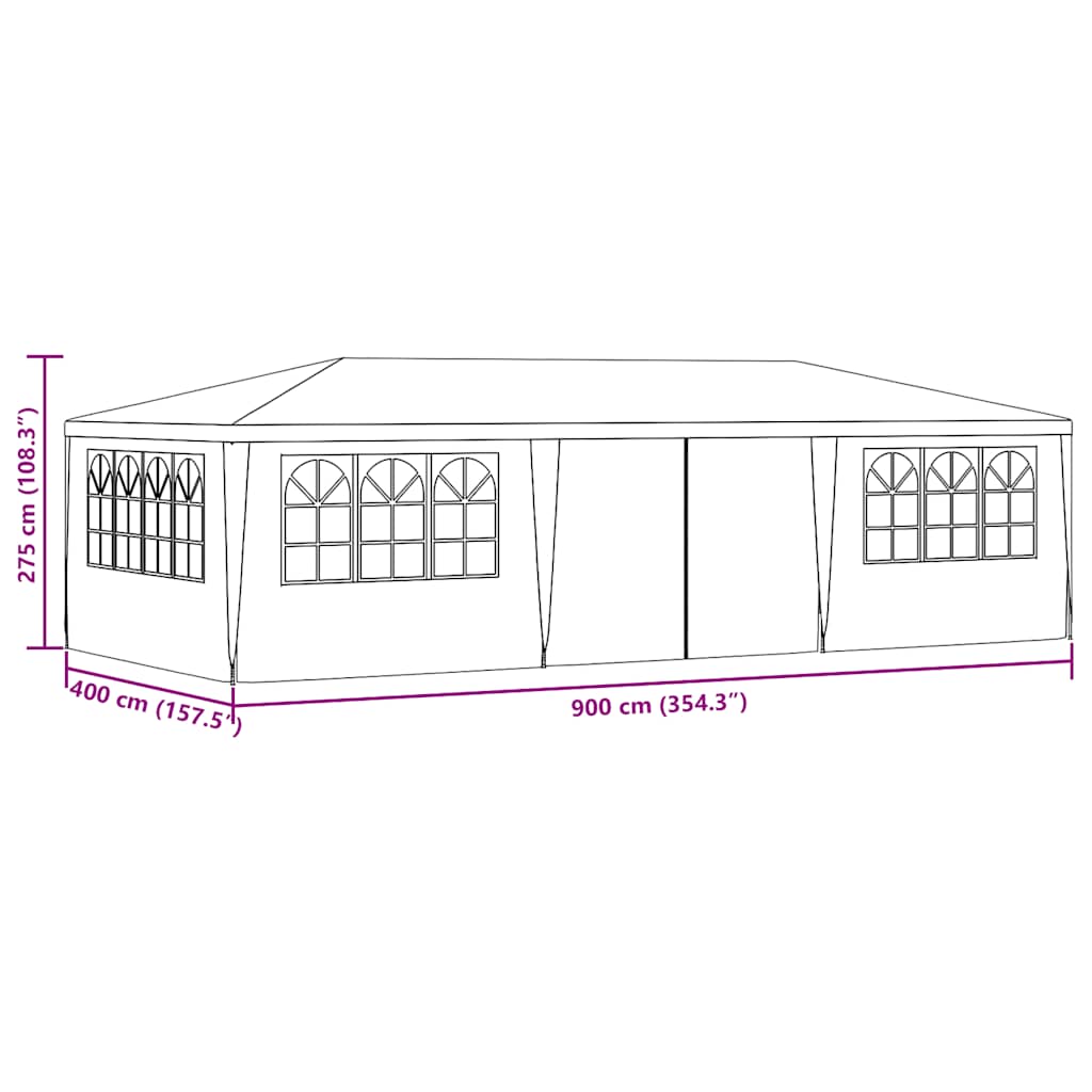 Profesionalni šator za zabave 4 x 9 m plavi 90 g/m²