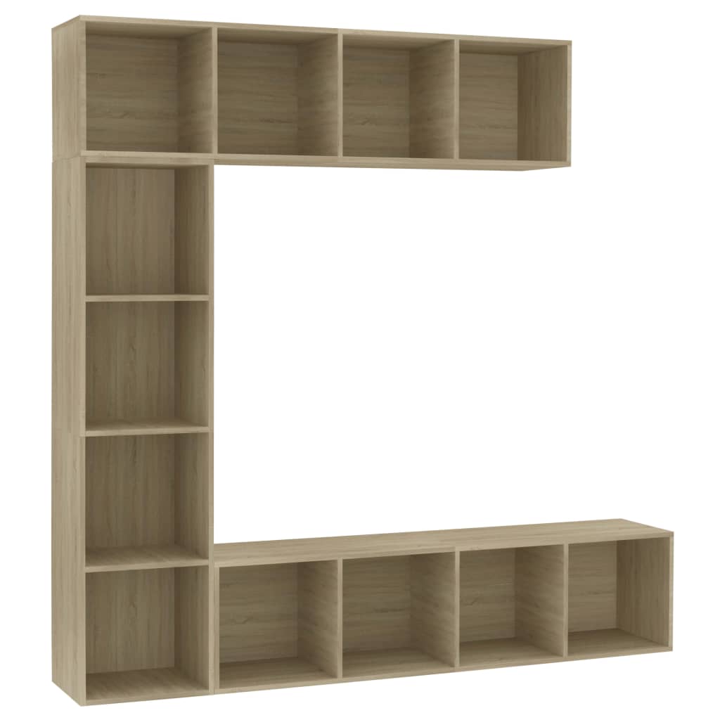 3-dijelni set ormarića za knjige/TV boja hrasta 180x30x180 cm