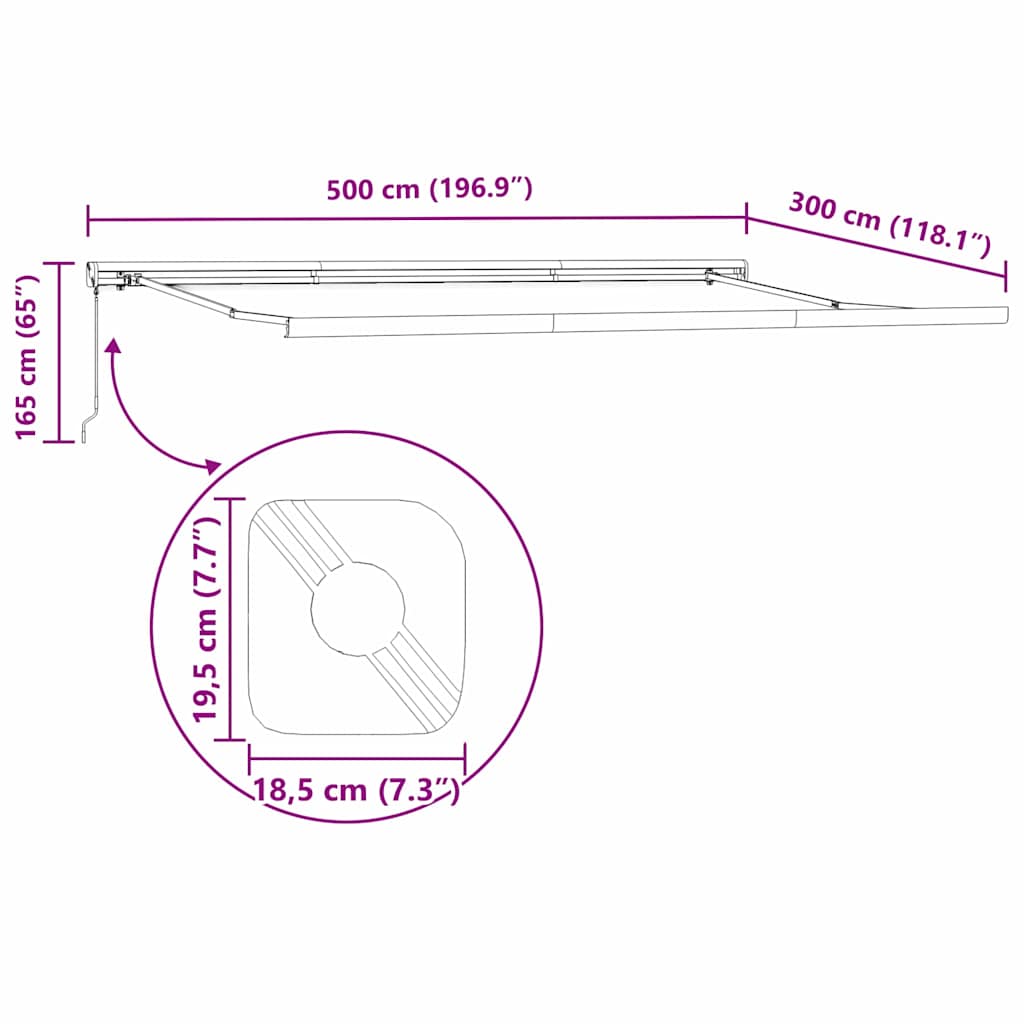 Okvir tende Bijelo 500 × 300 cm Aluminij