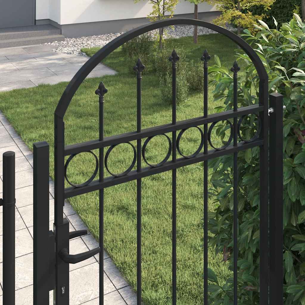 Vrata za ogradu ASSEN s lučnim vrhom i 2 stupa 105x170 cm crna