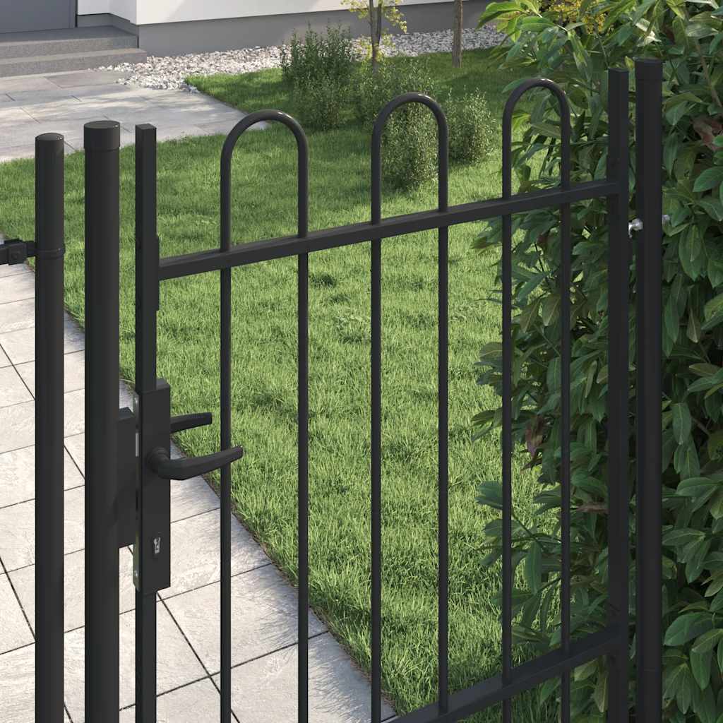 Vrata za ogradu BOXTEL Jedna Vrata s Lučnim Vrhom čelik 1x1,5 m crna