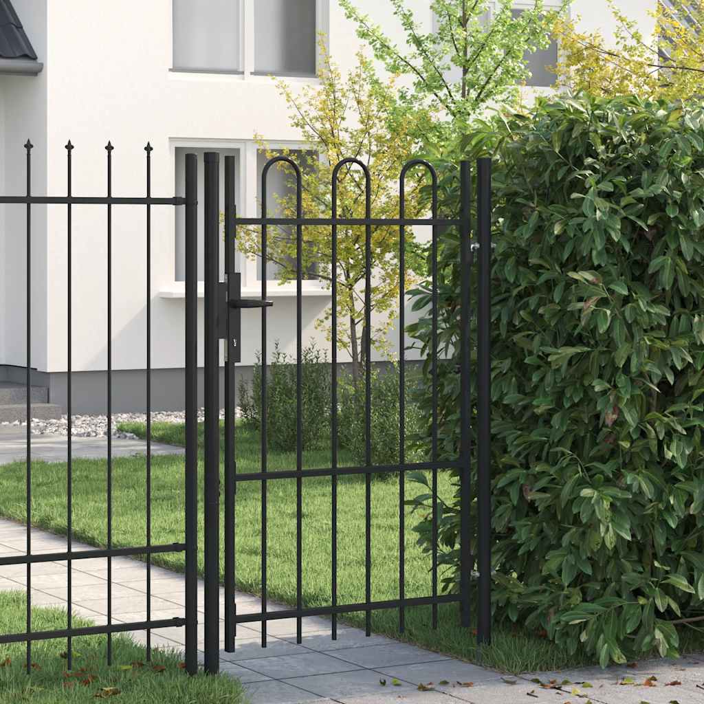 Vrata za ogradu BOXTEL Jedna Vrata s Lučnim Vrhom čelik 1x1,5 m crna