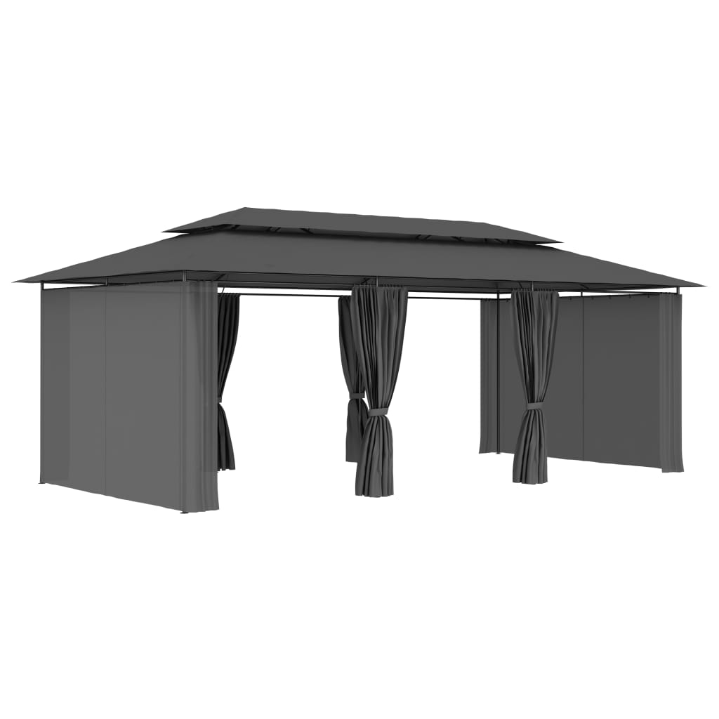 Sjenica sa zastorima 600 x 298 x 270 cm antracit