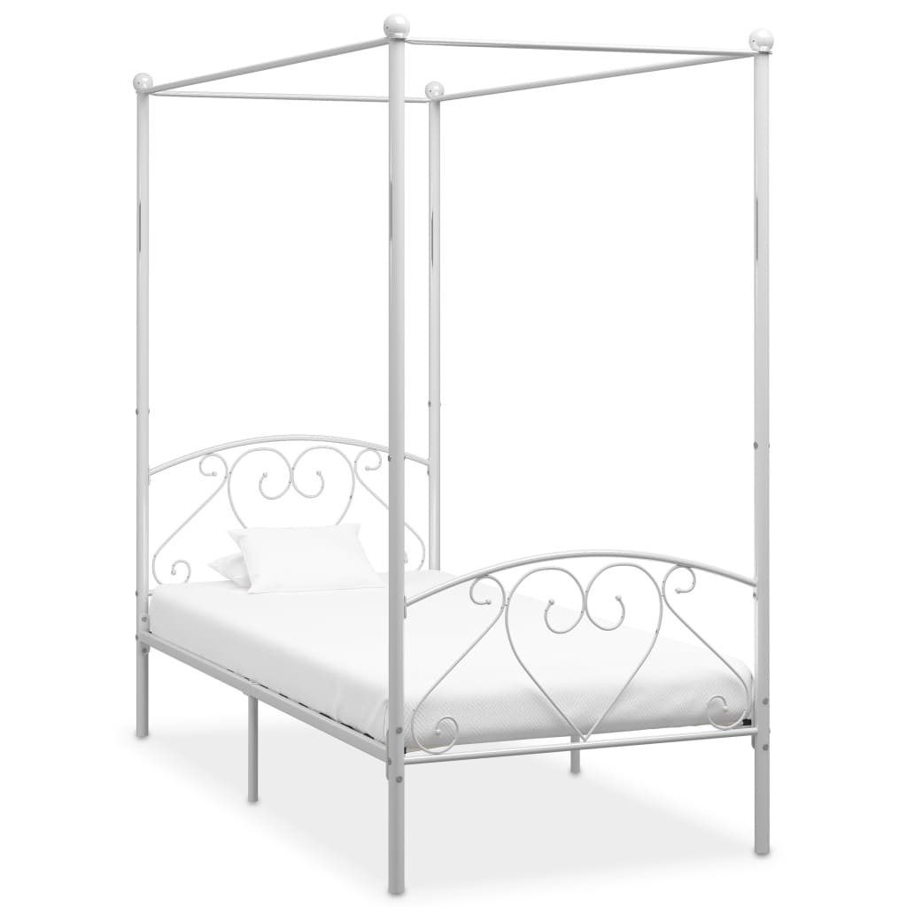 Okvir za krevet s nadstrešnicom bijeli metalni 90 x 200 cm