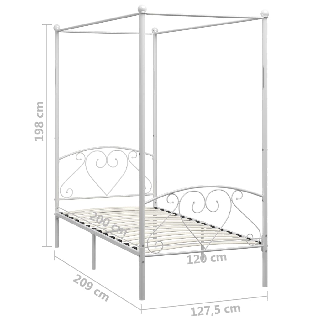 Okvir za krevet s nadstrešnicom bijeli metalni 120 x 200 cm