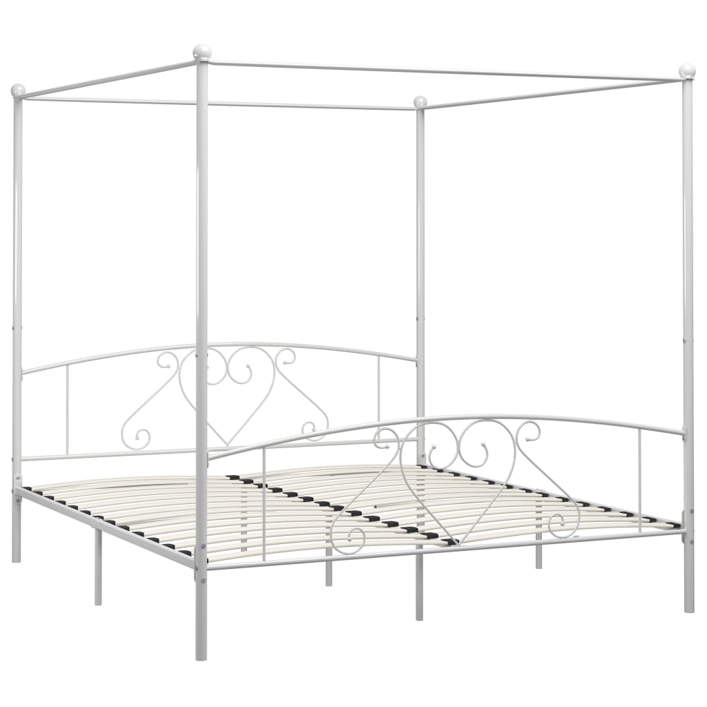 Okvir za krevet s nadstrešnicom bijeli metalni 180 x 200 cm