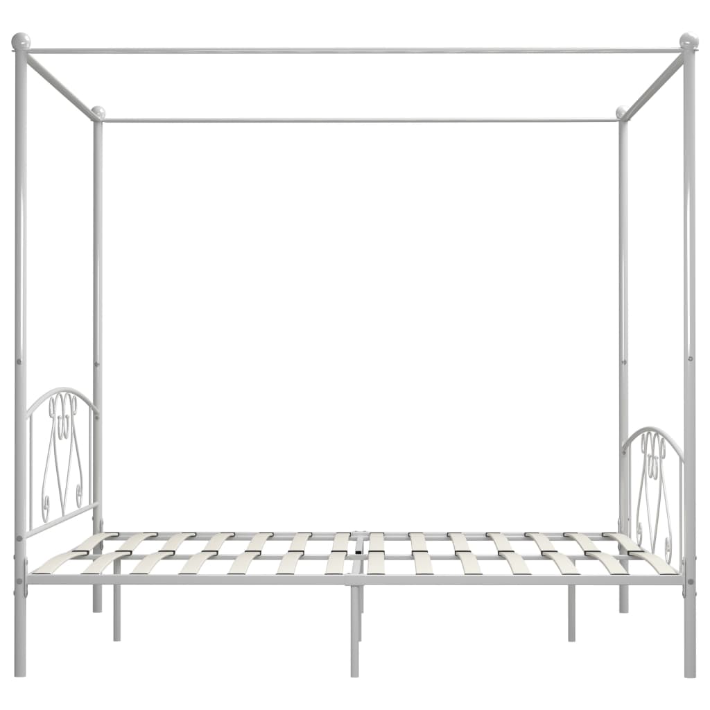 Okvir za krevet s nadstrešnicom bijeli metalni 180 x 200 cm