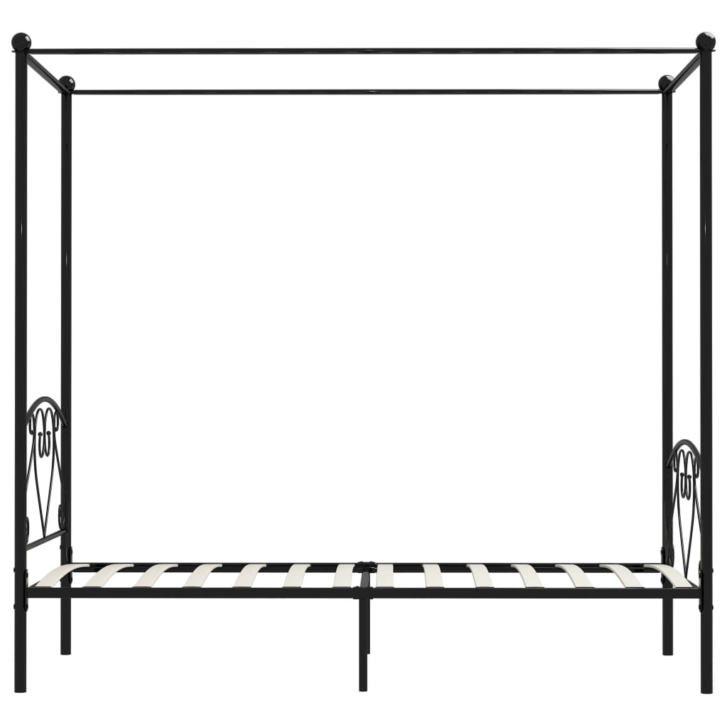 Okvir za krevet s nadstrešnicom crni metalni 100 x 200 cm