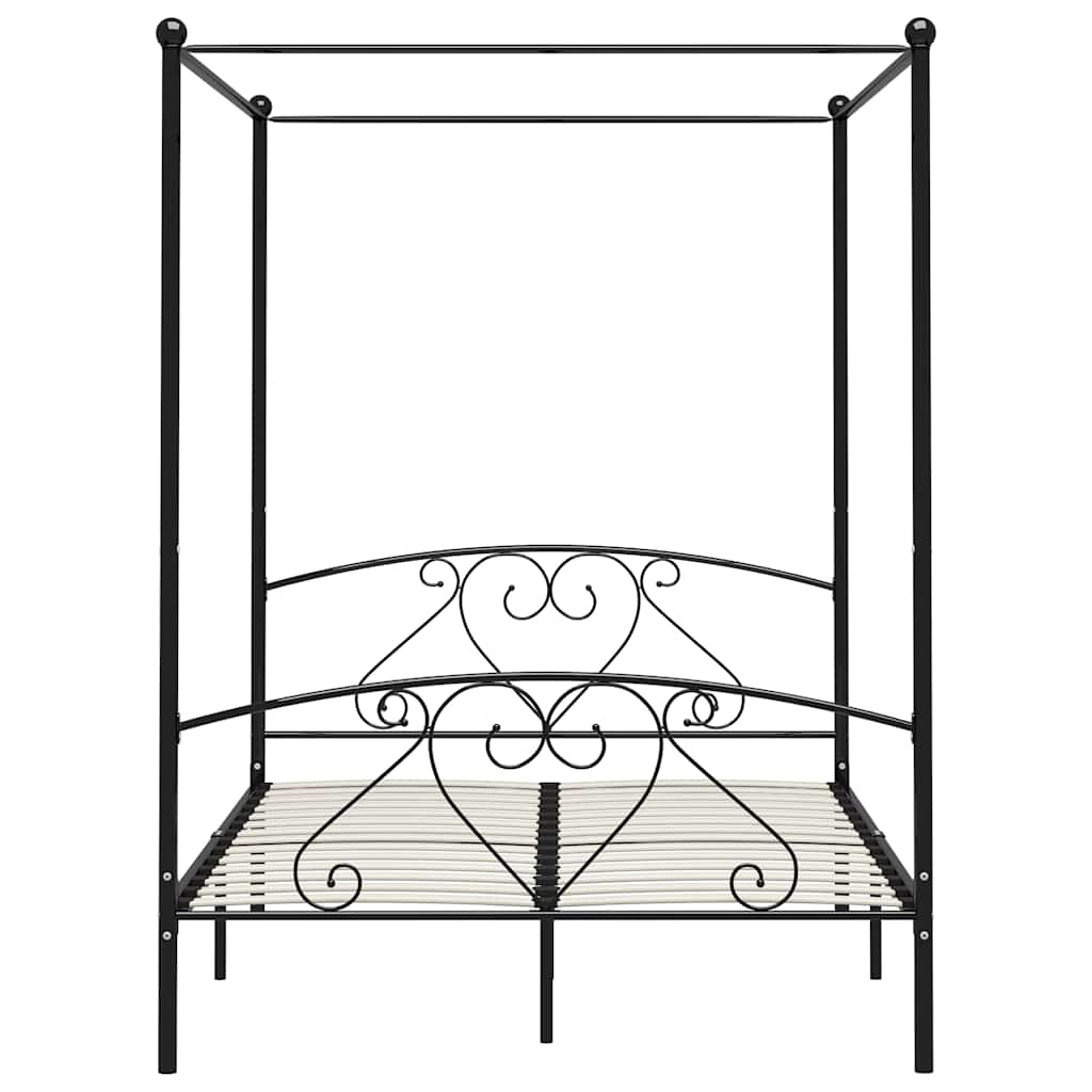 Okvir za krevet s nadstrešnicom crni metalni 160 x 200 cm