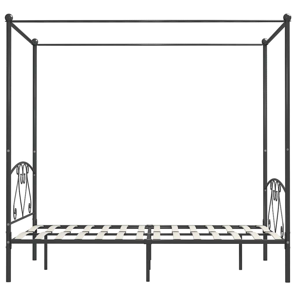 Okvir za krevet s nadstrešnicom sivi metalni 140 x 200 cm