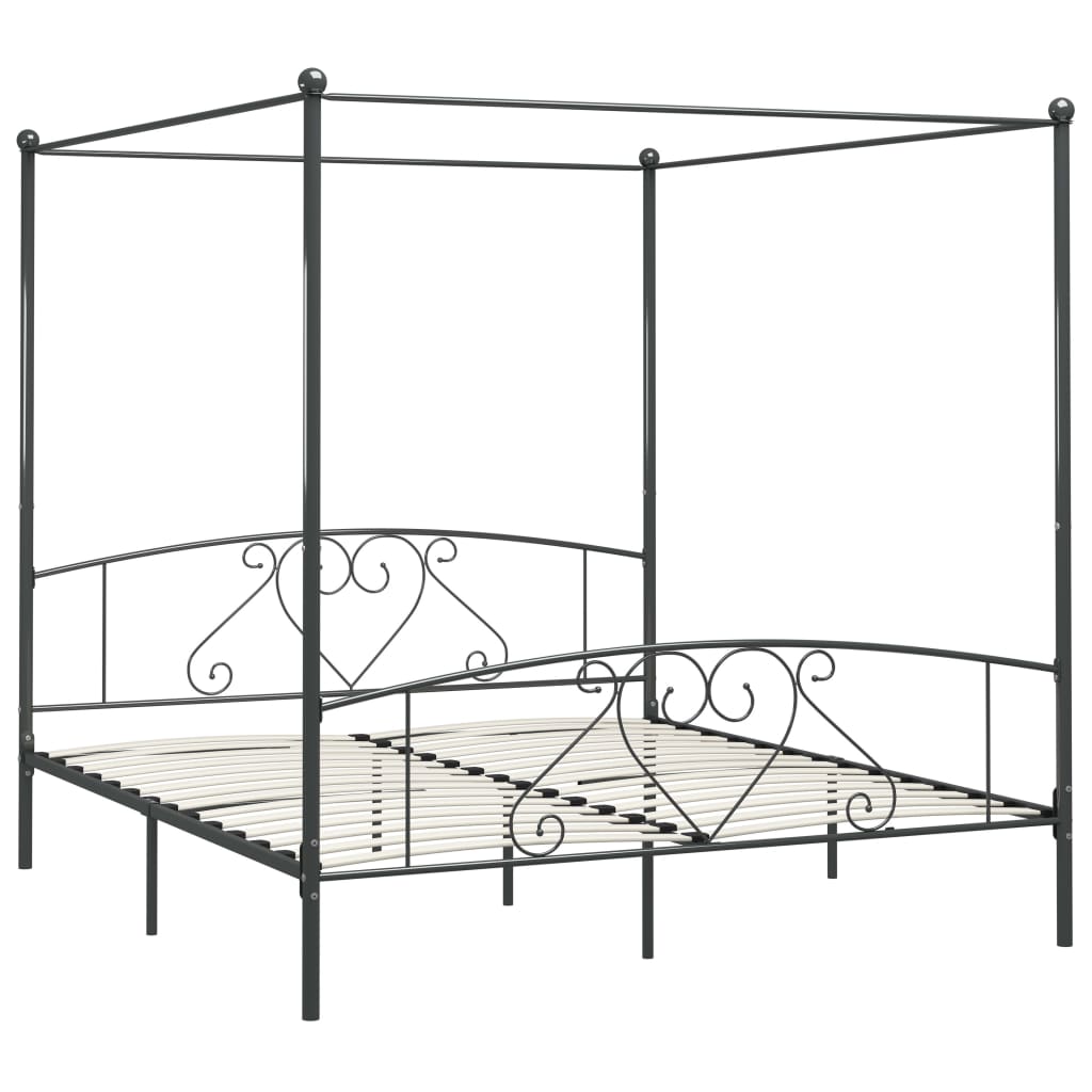 Okvir za krevet s nadstrešnicom sivi metalni 180 x 200 cm