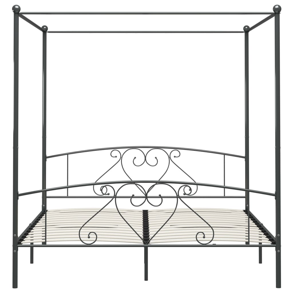 Okvir za krevet s nadstrešnicom sivi metalni 180 x 200 cm