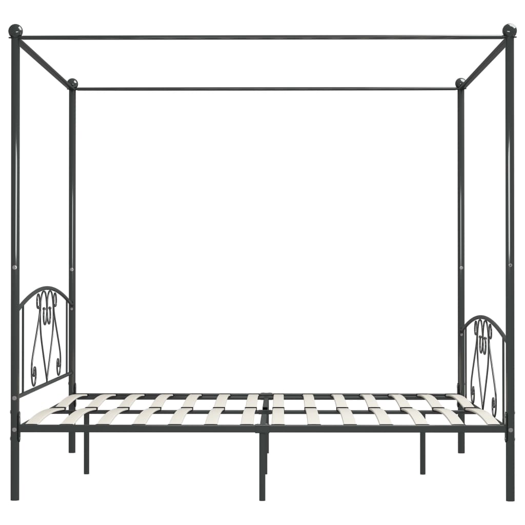 Okvir za krevet s nadstrešnicom sivi metalni 180 x 200 cm