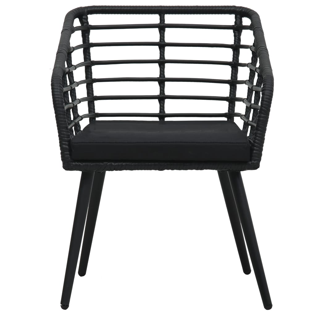 3-dijelni bistro set od poliratana crni