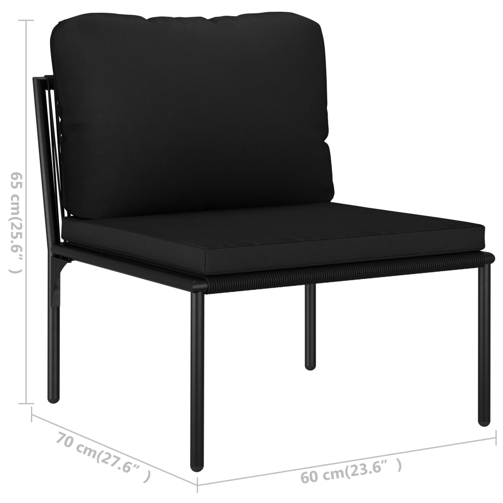 3-dijelna vrtna garnitura s jastucima crna PVC