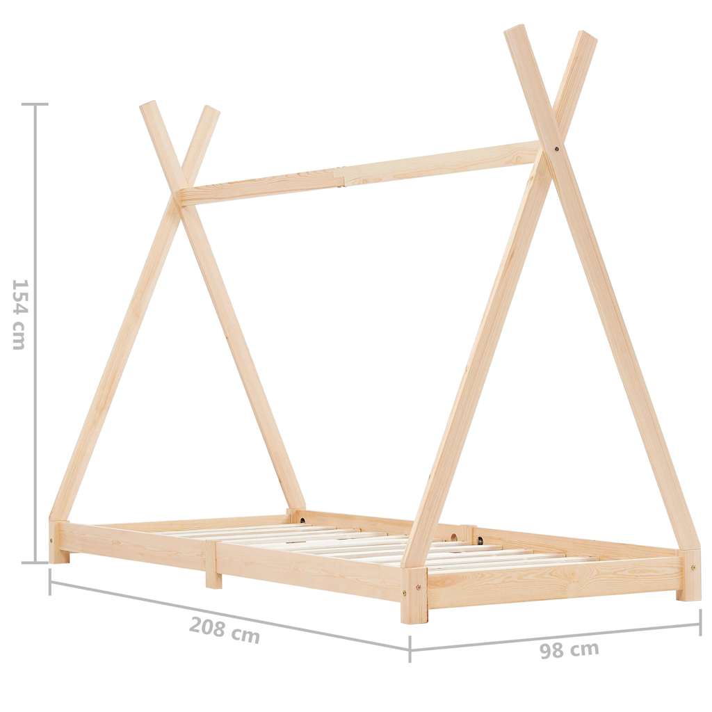 Okvir za dječji krevet od masivne borovine 90 x 200 cm