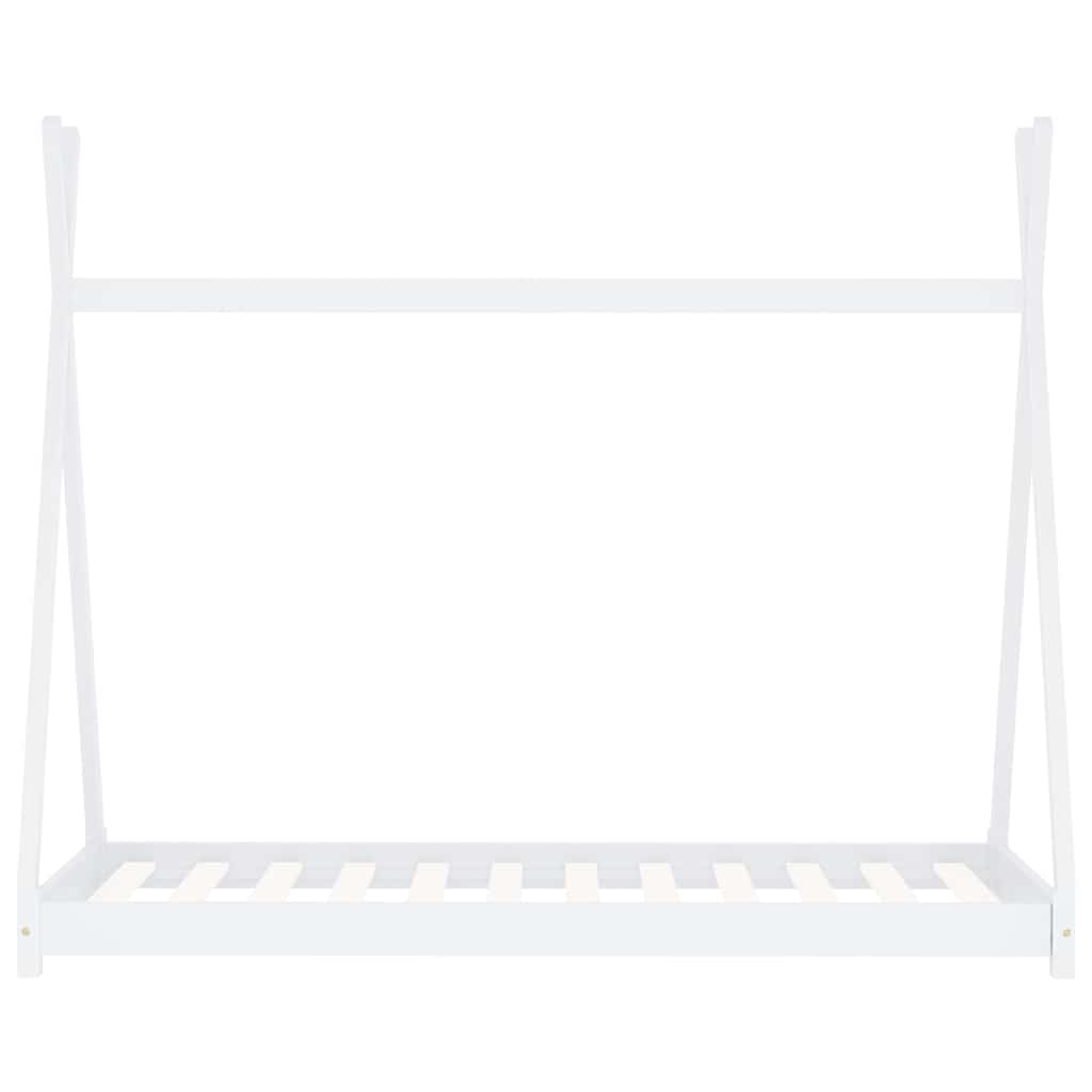 Okvir za dječji krevet od masivne borovine bijeli 70 x 140 cm