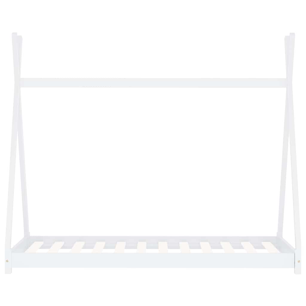 Okvir za dječji krevet od masivne borovine bijeli 90 x 200 cm